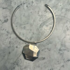 Round large cuff, neck, necklace, silver, Kendra Scott